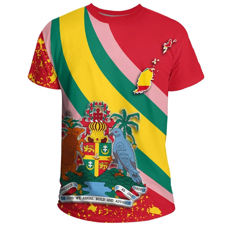 New Design Dominica Flag T-Shirt 3D Printed Coat Of Arms T Shirt For Men Summer Short Sleeves Casual Oversized Tee Shirts - Image 2